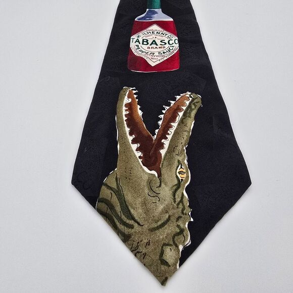 VTG Tabasco Greedy Gator Men's Silk Tie 4x58 - Picture 2 of 6